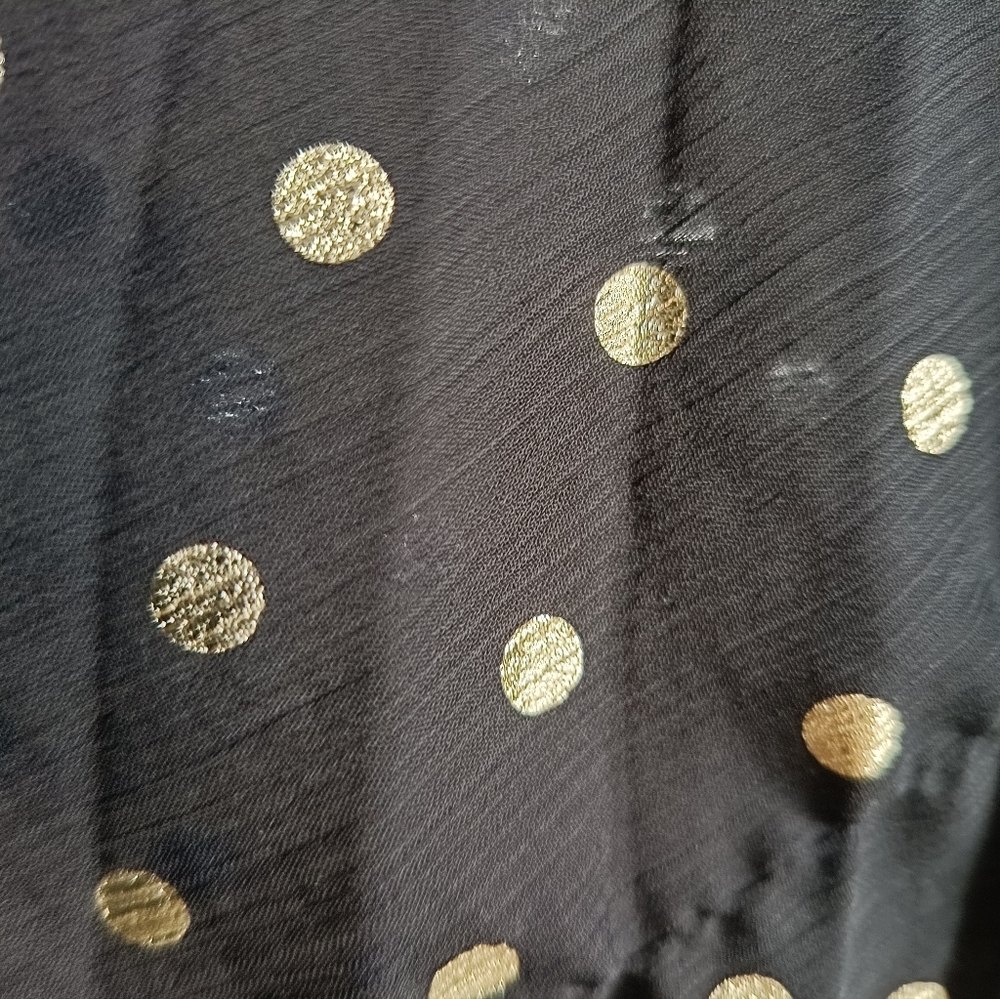 M💥Gold Polka Dot Pleated Midi Skirt for Cocktail Events - Picture 7 of 11